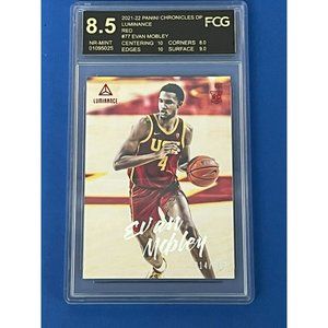 Evan Mobley 2021-22 Panini Chronicles Draft Picks Luminance Red 77 Graded #/149